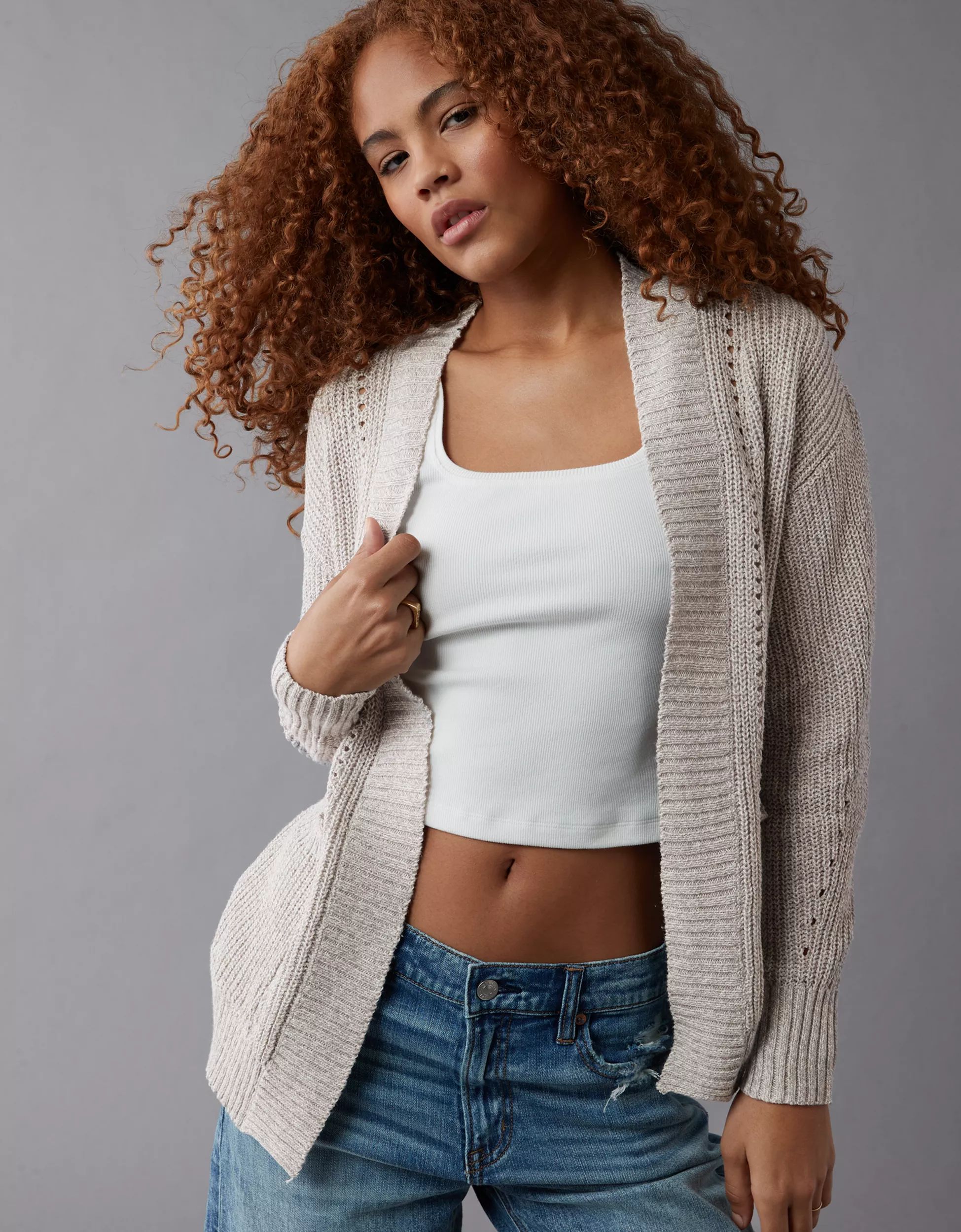 AE Pointelle-Knit Cardigan | American Eagle Outfitters (US & CA)