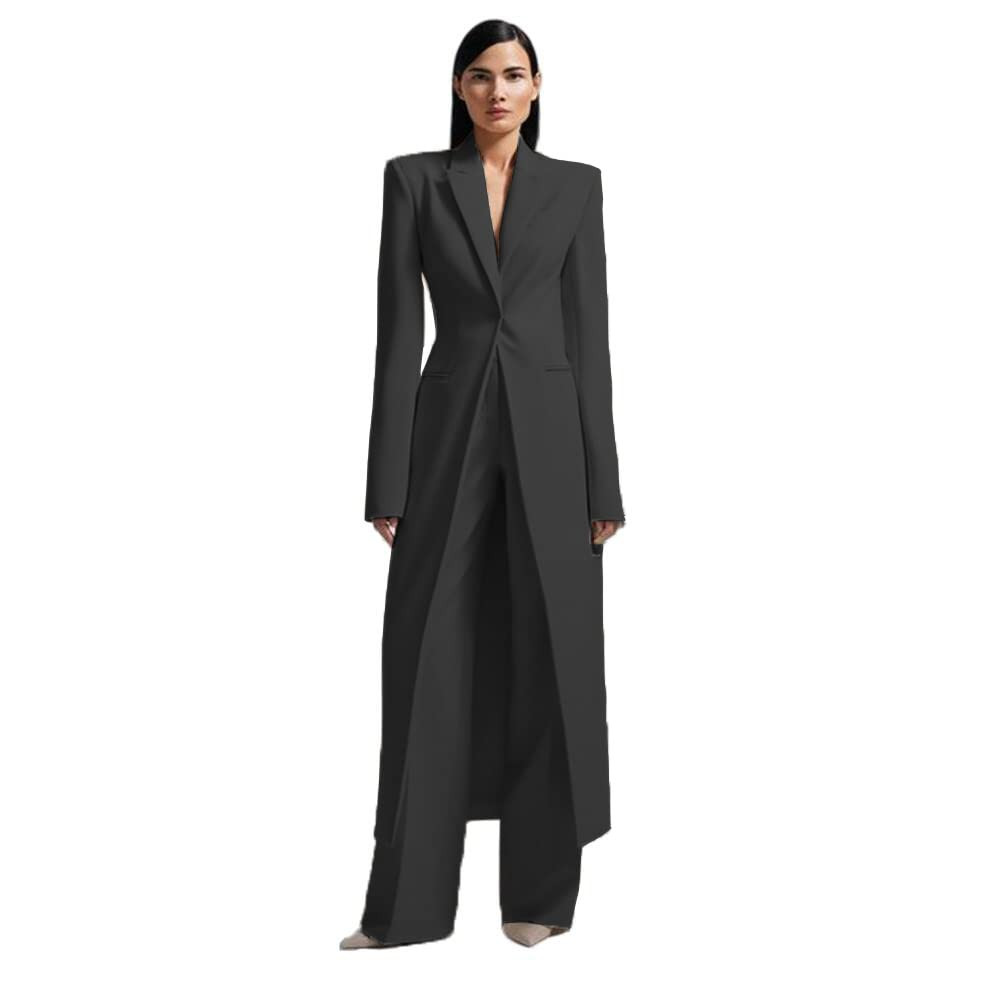 HZUOU Women's Long 2 Piece Suit Jacket+Pants Slim Fit 1 Button High Street Luxury Womens Clothing... | Amazon (US)