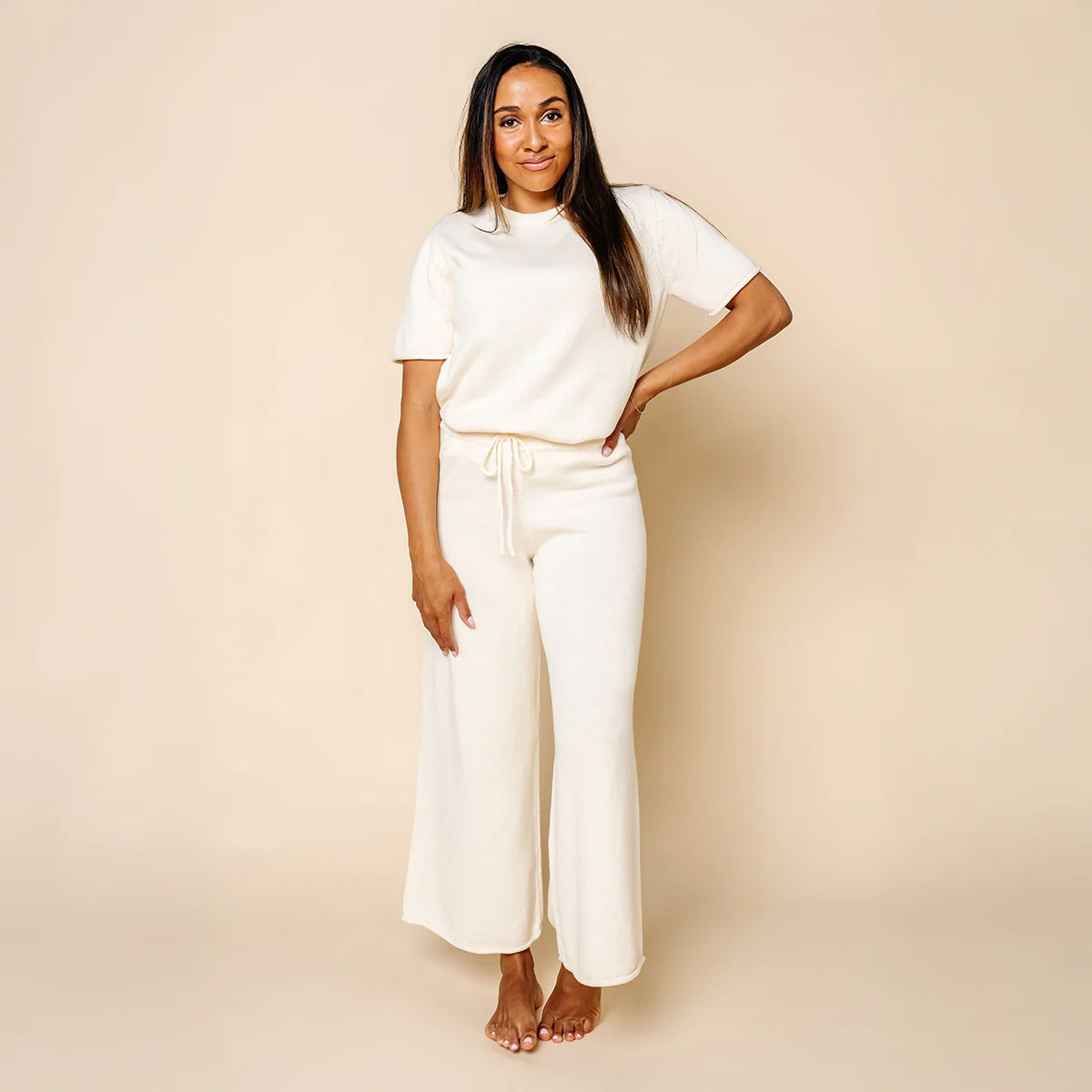 Knit Women's Short Sleeve Tee - Ivory | Lou Lou & Company