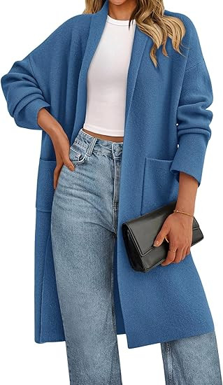 PRETTYGARDEN Long Sleeve Lapel Open Front Cardigan Sweaters for Women Trendy 2025 Oversized Fall ... | Amazon (US)