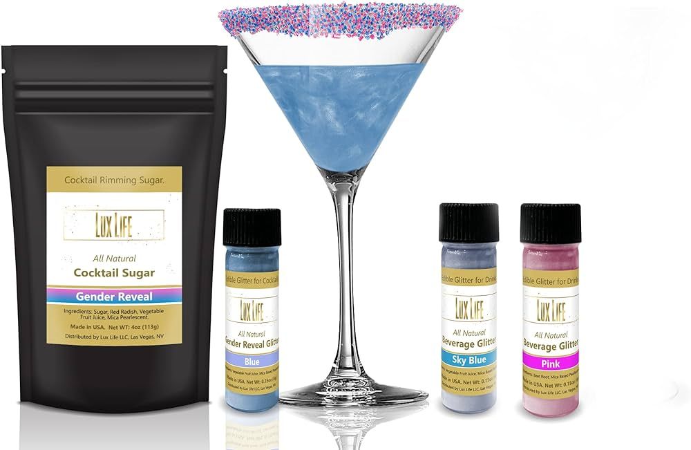 Lux Life USA Manufactured Gender Reveal Edible Glitter - 4g Blue and Pink Edible Glitter - Kosher... | Amazon (US)
