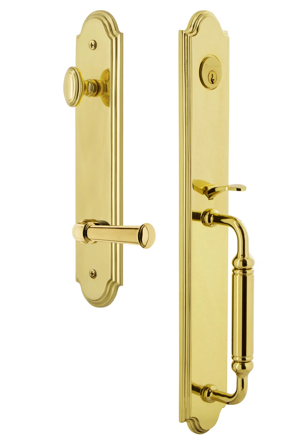 Arc One-Piece Handleset with Single Cylinder Deadbolt and C Grip with Georgetown Lever | Wayfair North America