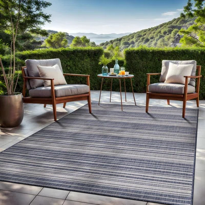 Waikiki Striped Blue Indoor / Outdoor Area Rug | Wayfair North America