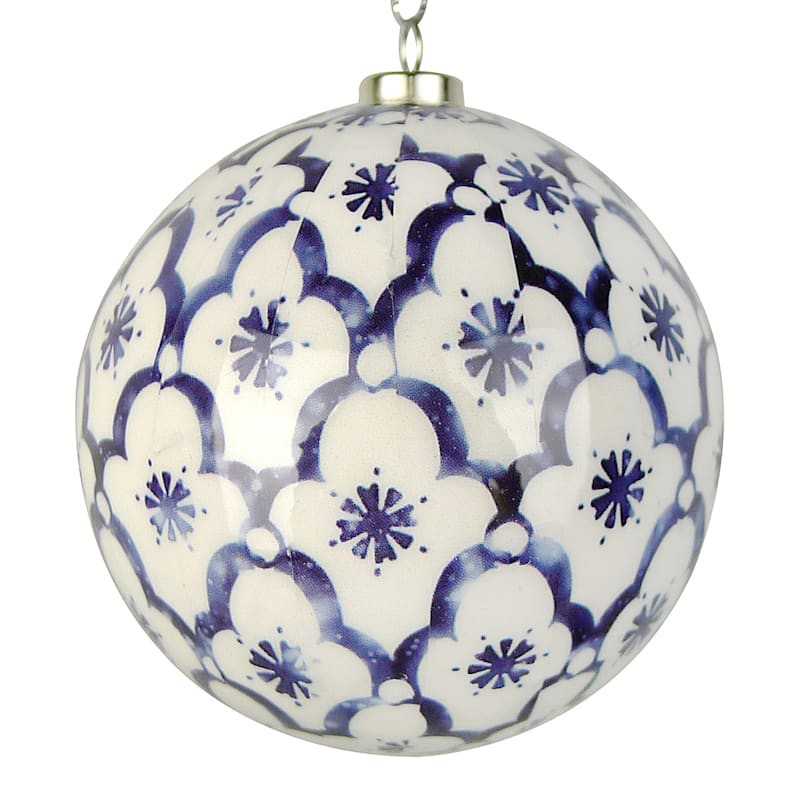 Providence Blue Patterned Ball Ornament, 3" | At Home