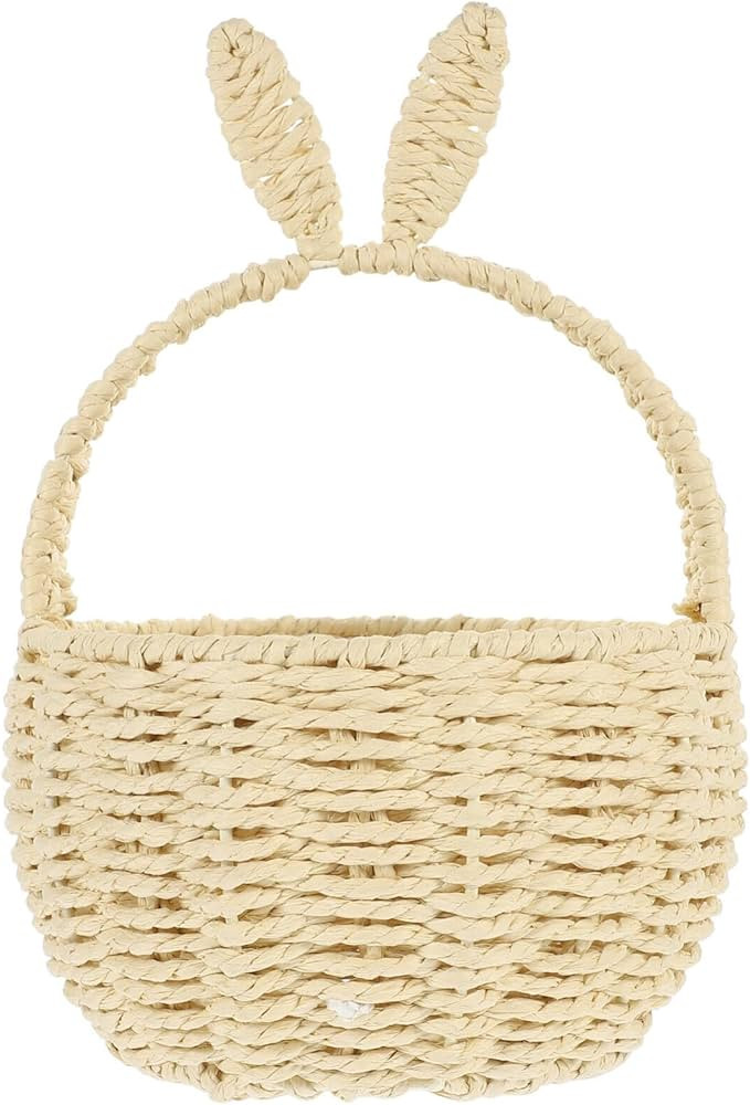 Luxshiny Easter Bunny Flower Basket Rattan Rabbit Basket with Handle Woven Basket Egg Hunt Basket... | Amazon (US)