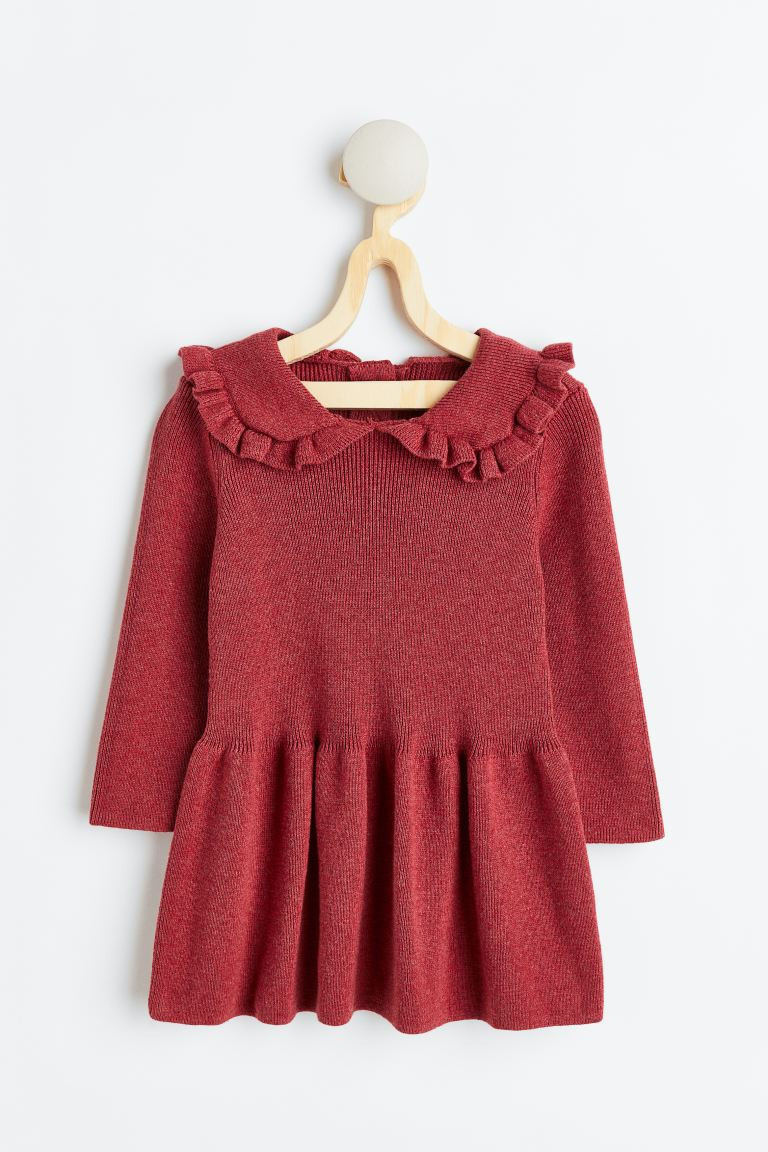 Collared Knit Dress - Dark red - Kids | H&M US | H&M (US + CA)