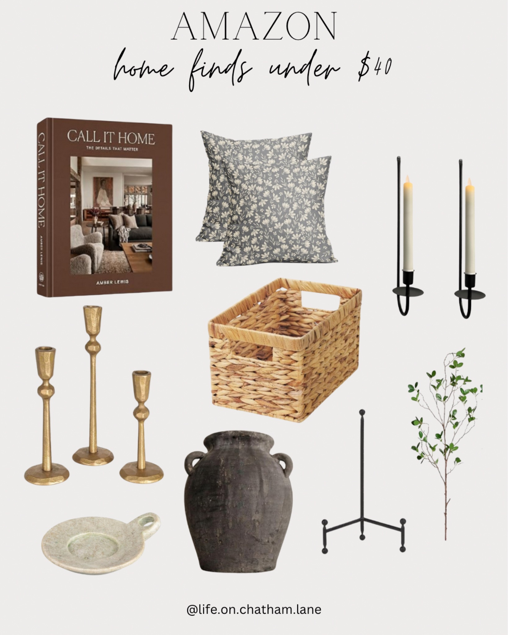 Amazon home decor finds under $40! 

Candlesticks, call it home, decorative books, throw pillows, storage basket, creative co-op, stems, vase

#LTKStyleTip #LTKFindsUnder50 #LTKHome