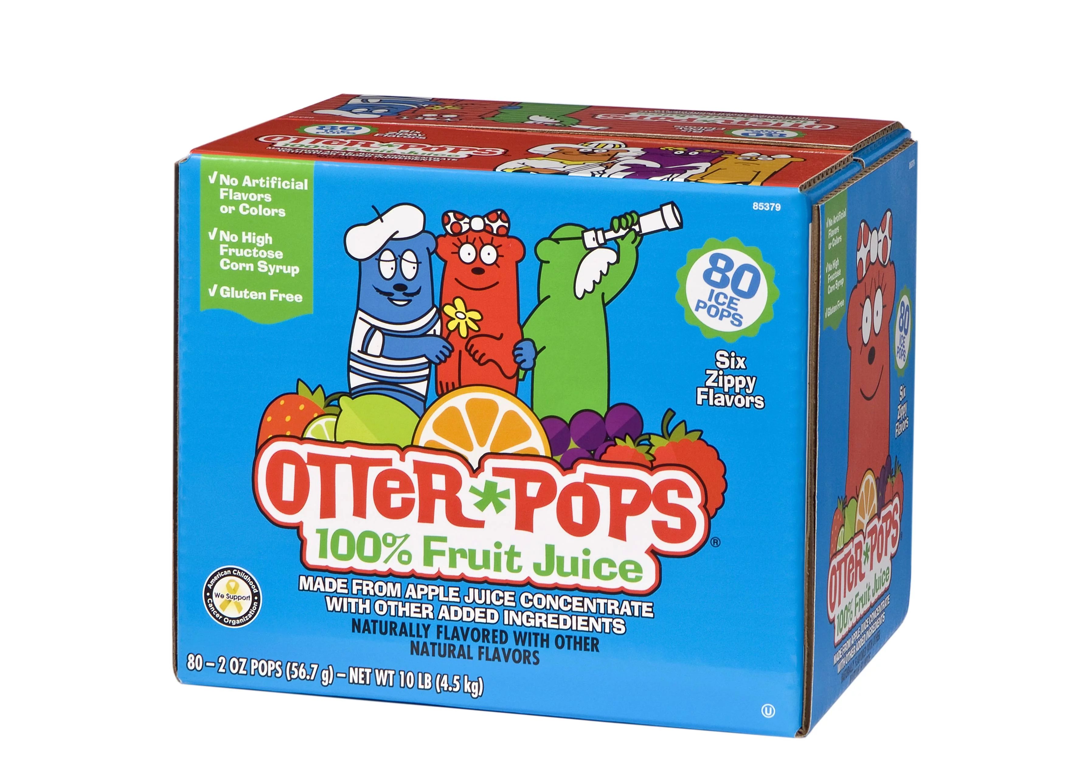 Otter Pops 100% Fruit Juice Assorted Fruit Ice Pops, Gluten-Free Freezer Pops 2 oz, 80 Count | Walmart (US)