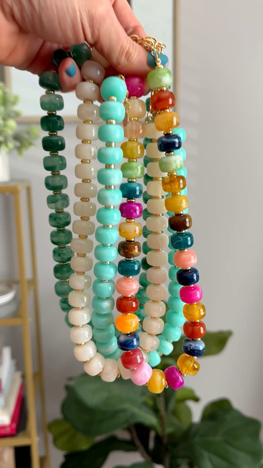 My obsession with its colorful beaded statement necklaces continues! I just added the multi colored necklace to my collection!