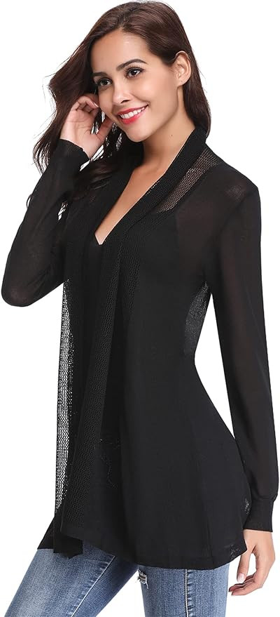 Totatuit Womens Summer Lightweight Sheer Kimono Cardigan Long Sleeve Open Front Knit Sweater Loos... | Amazon (US)