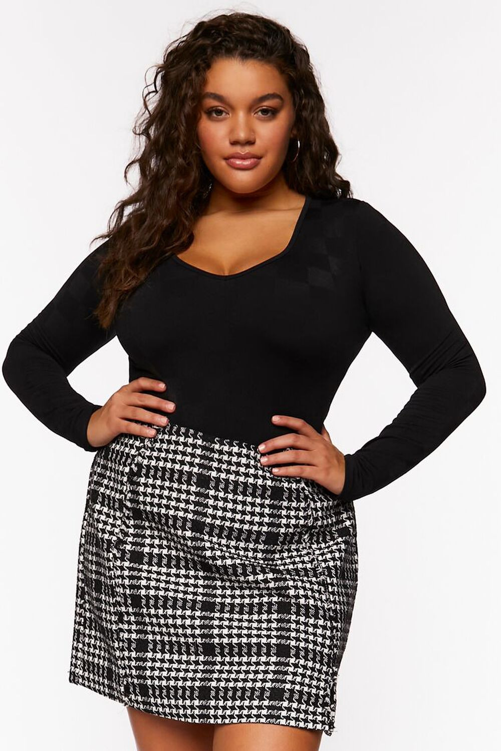 Plus Size Houndstooth Mini Skirt | Forever 21 (US)