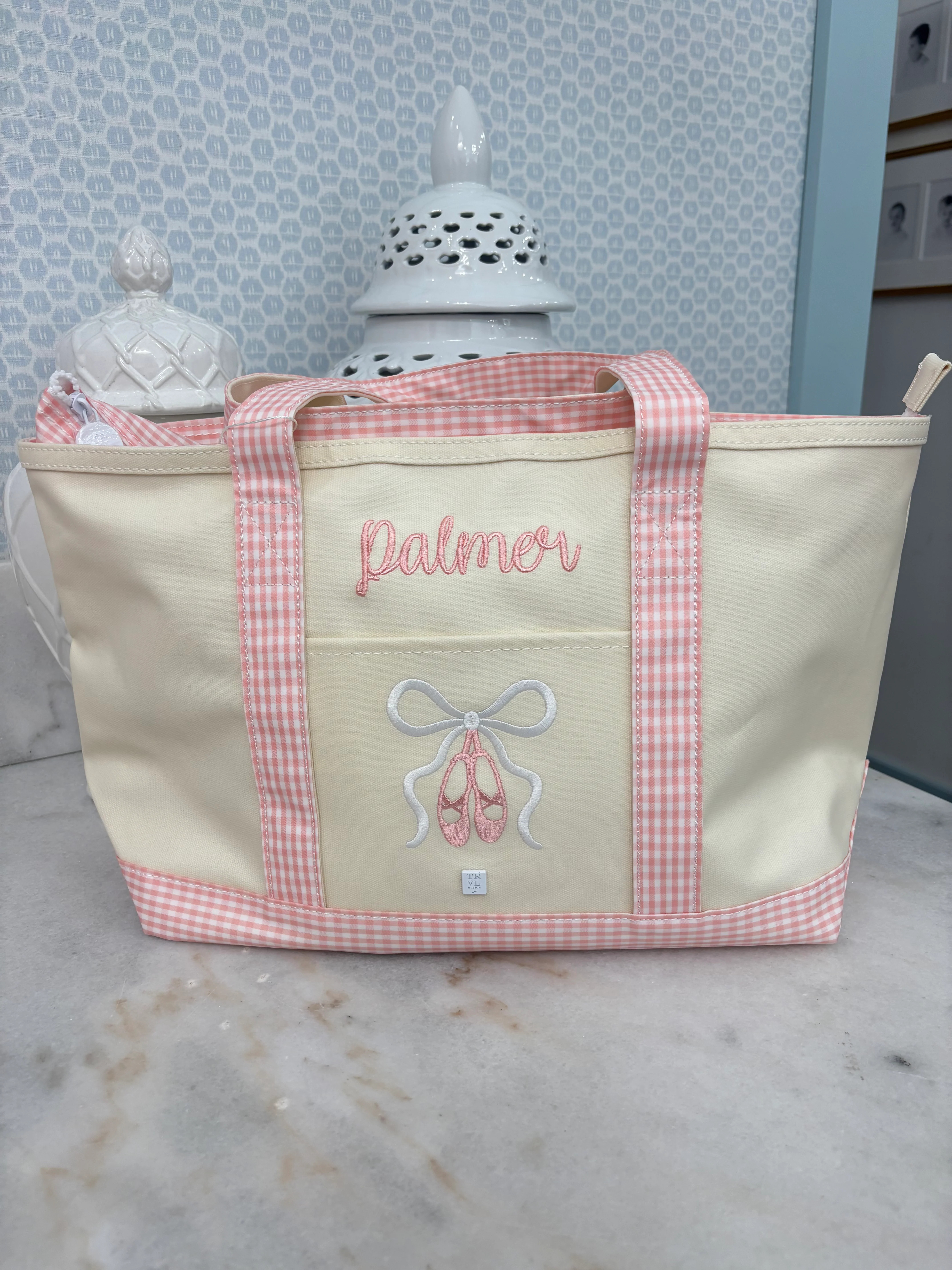 TRVL Medium Tote Coated Canvas with Ballerina Slippers | Hampton James Clothing