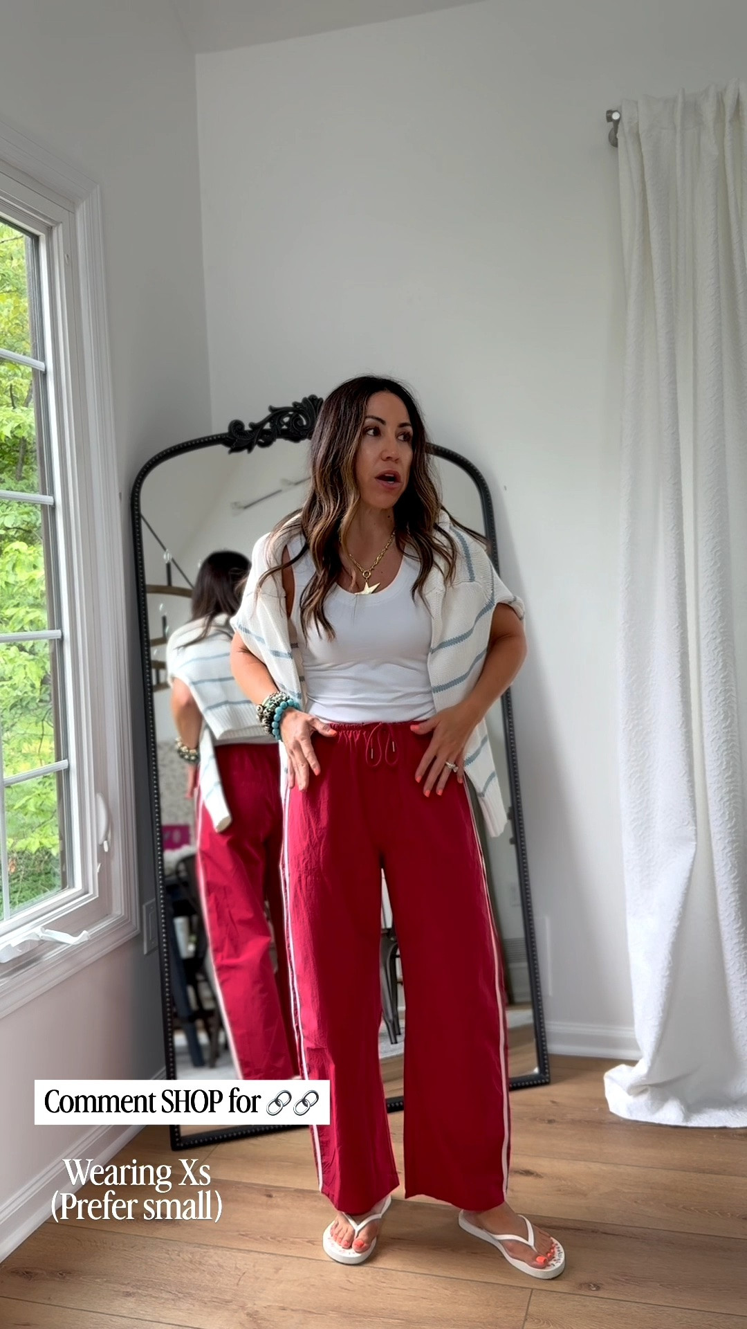 Xs red track pants, but could’ve done small.

#LTKOver40 #LTKPetite