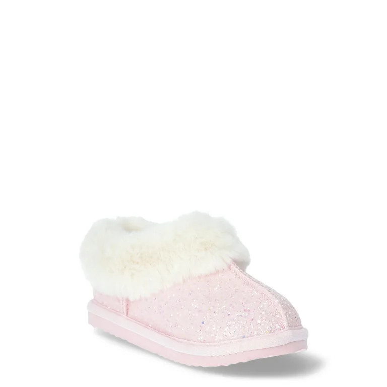 Wonder Nation Toddler Girls Slippers with Faux Fur Trim, Sizes 5/6-11/12 | Walmart (US)