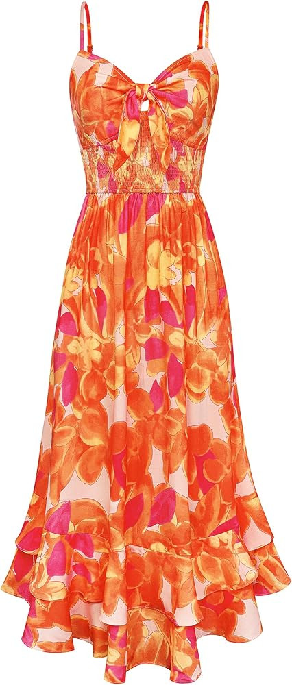GRACE KARIN Womens Maxi Floral Sundresses Summer Beach Boho Dress Spaghetti Strap Dresses Casual ... | Amazon (US)