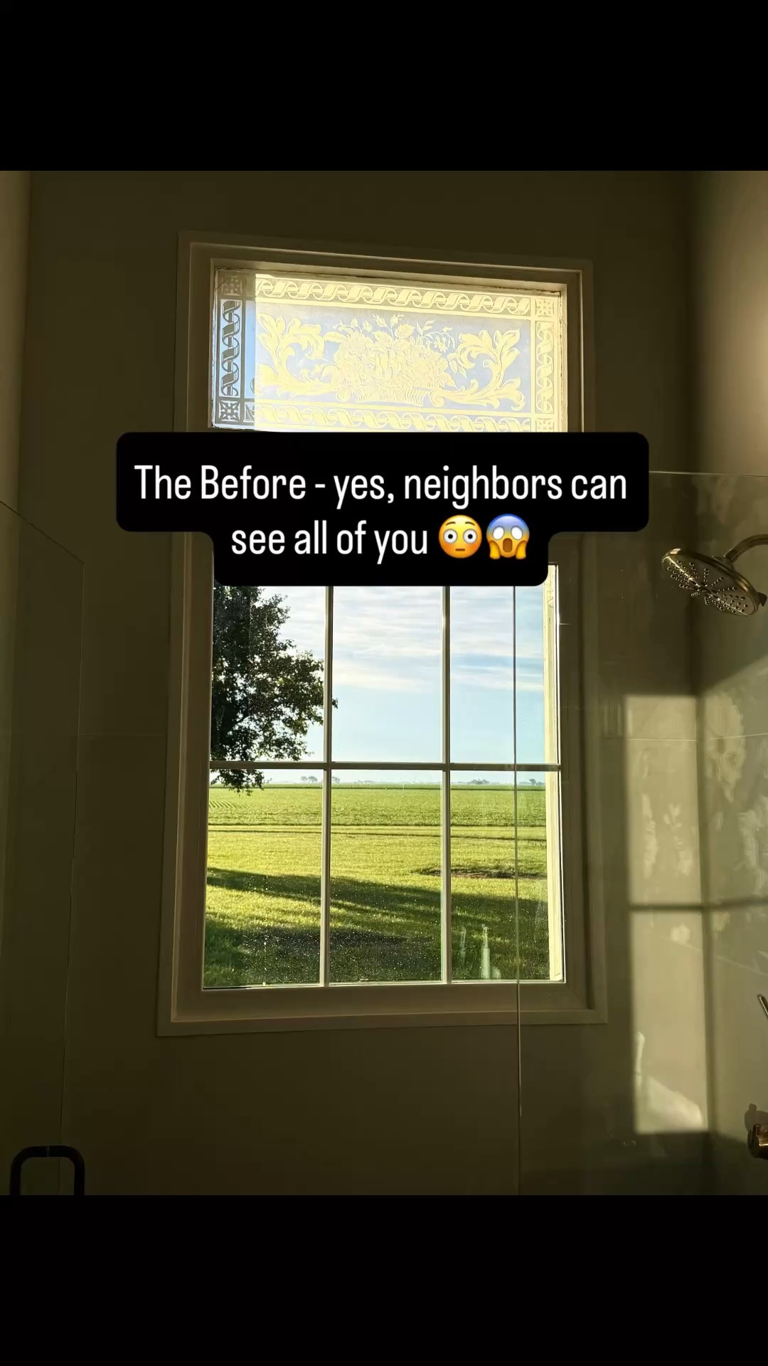 We took the screen down since it wasn’t needed anymore and had to put something in place so everyone couldn’t see what was happening in the bathroom! 😱

We’ve been spending so much so we needed something easy and this reeded glass film was perfect! We love it and was pretty easy to install. 

Quite similar to wallpaper! If you need privacy, this is a win!