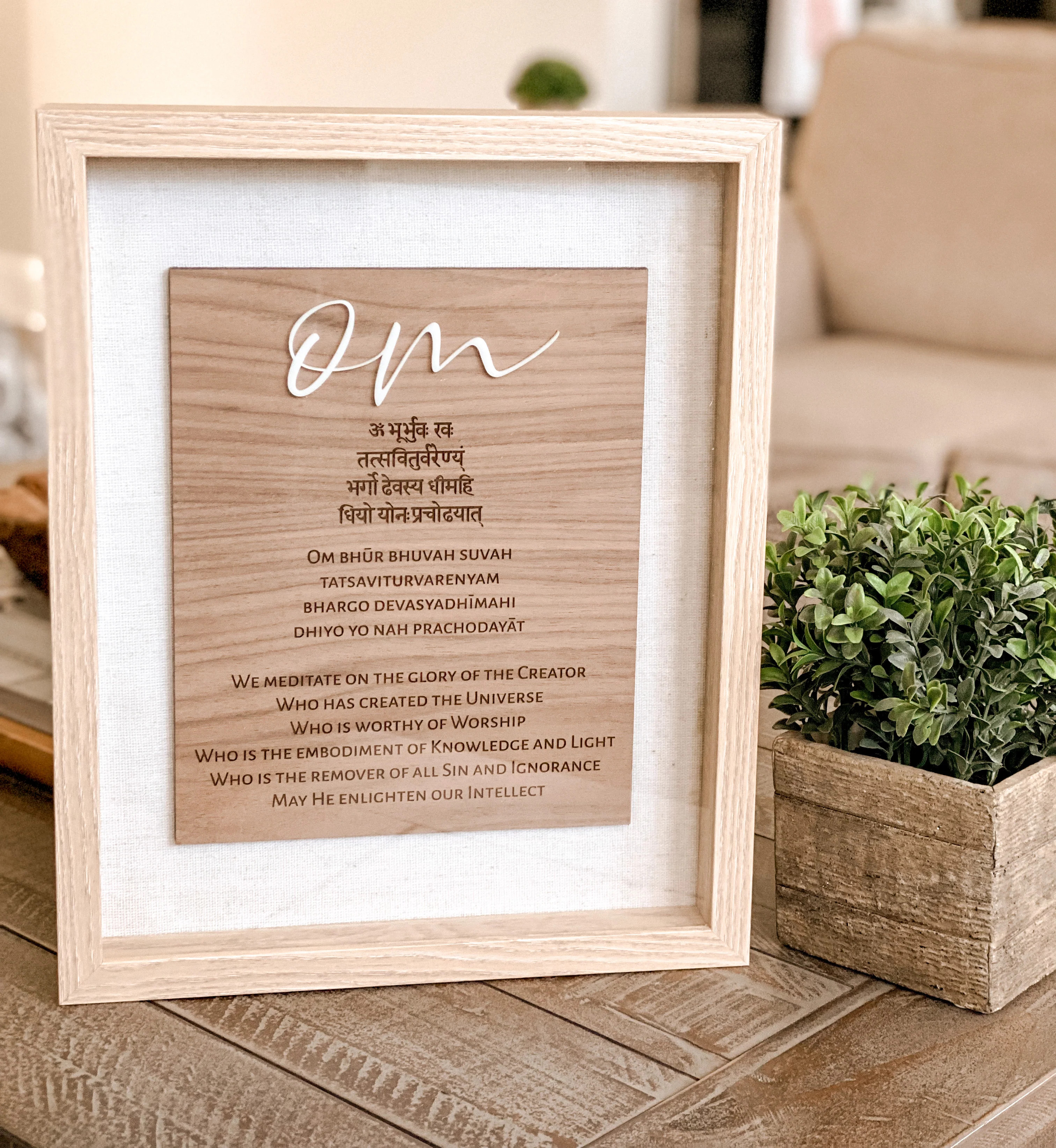 Gayatri Mantra Frame Sign | Home Bound Custom Decor