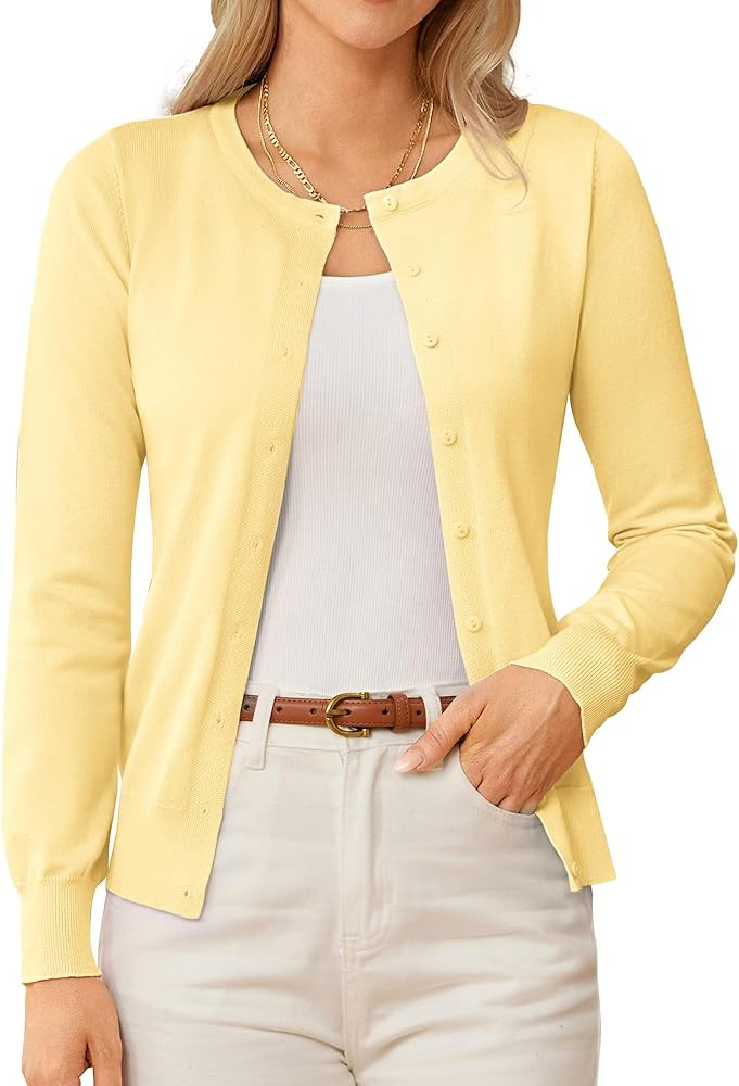 GRACE KARIN Womens Long Sleeve Knit Cardigan Sweaters Casual Dressy Open Front Button Down Cardig... | Amazon (US)