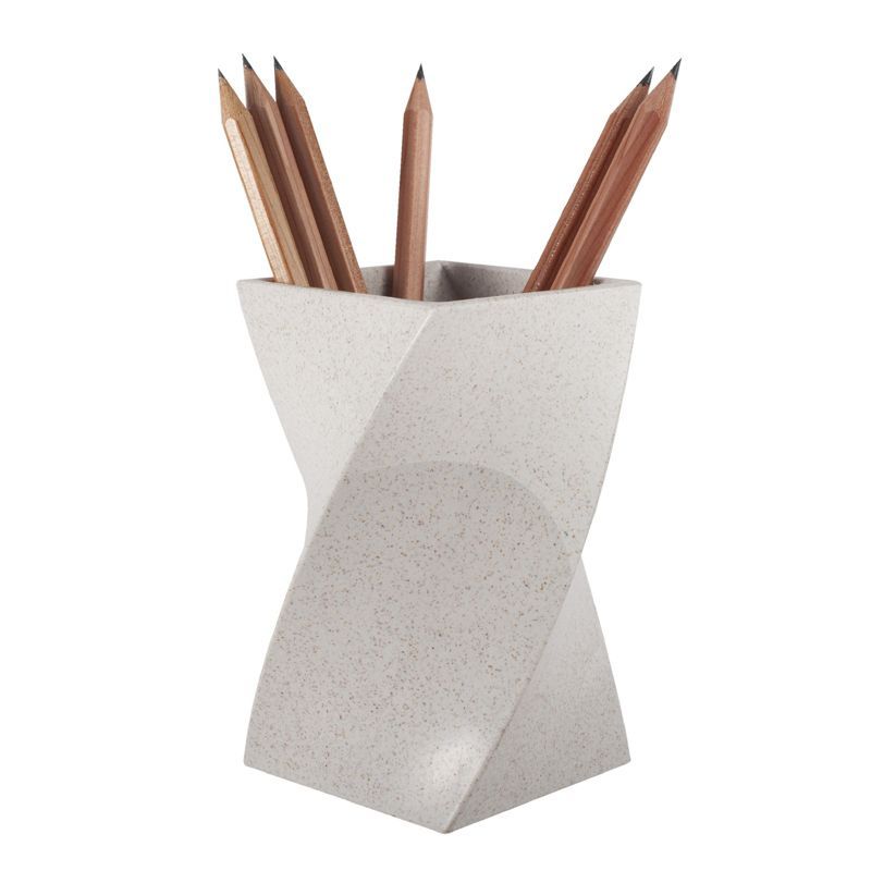 Zodaca Wave Pen Holder, Wheat Straw Pencil Cup Desk Organizer Makeup Brushes Holder, Beige | Target