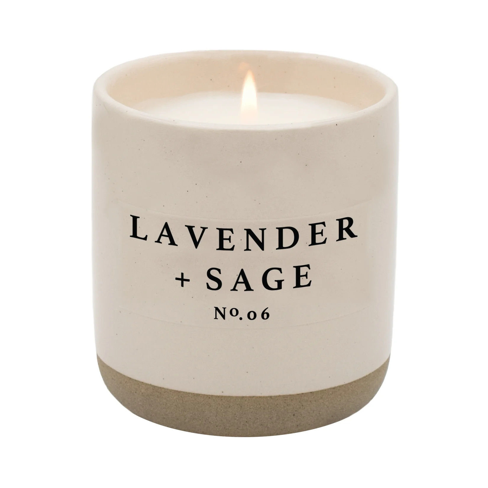 Lavender and Sage Soy Candle - Cream Stoneware Jar - 12 oz | Sweet Water Decor, LLC