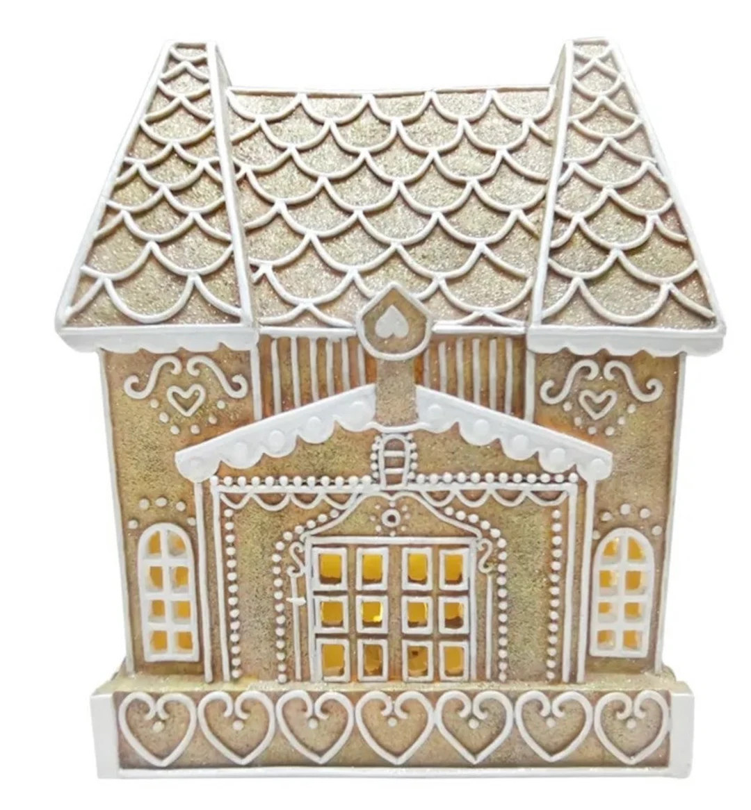 White Icing Resin Gingerbread House LED Light up 10 - Etsy | Etsy (US)