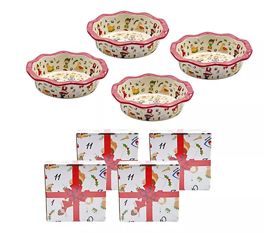 Temp-tations Seasonal Set of (4) 12oz Mini Pie Plates with Gift Boxes - QVC.com | QVC