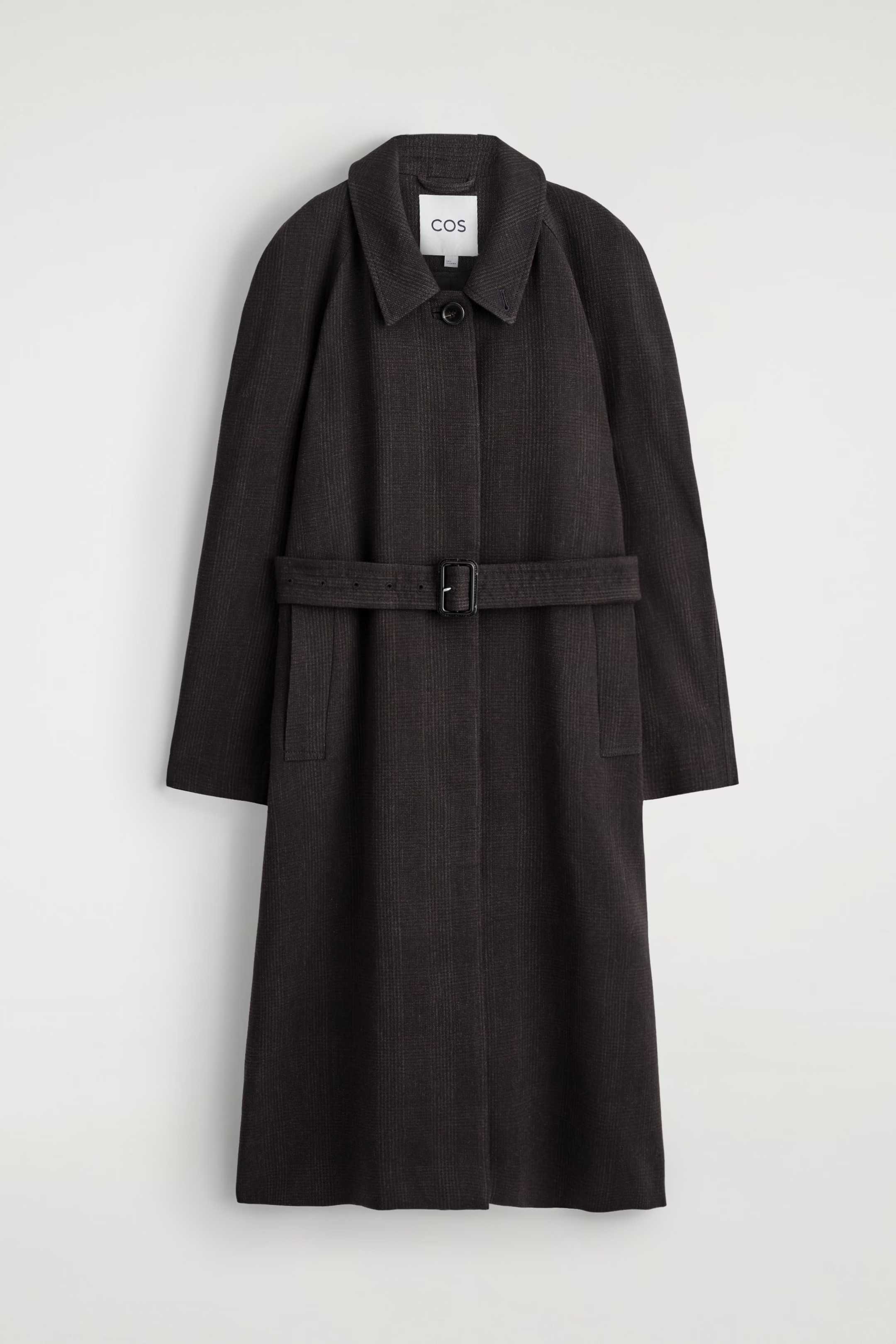 WOOL-BLEND LONG TRENCH COAT - DARK BROWN / CHECKED | COS GB | COS UK