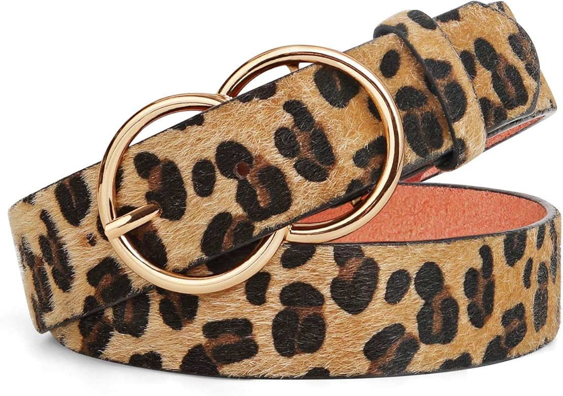 Double O Ring Belt for Women,Faux Leather Waist Belts for Jeans Dress-Fashion Women's Leather Bel... | Amazon (US)