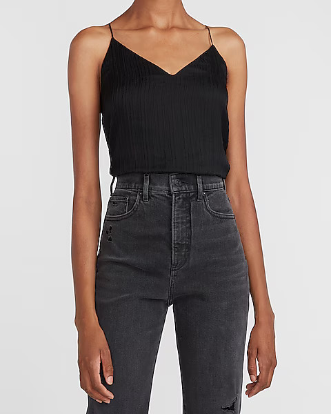 Pleated V-Neck Downtown Cami | Express