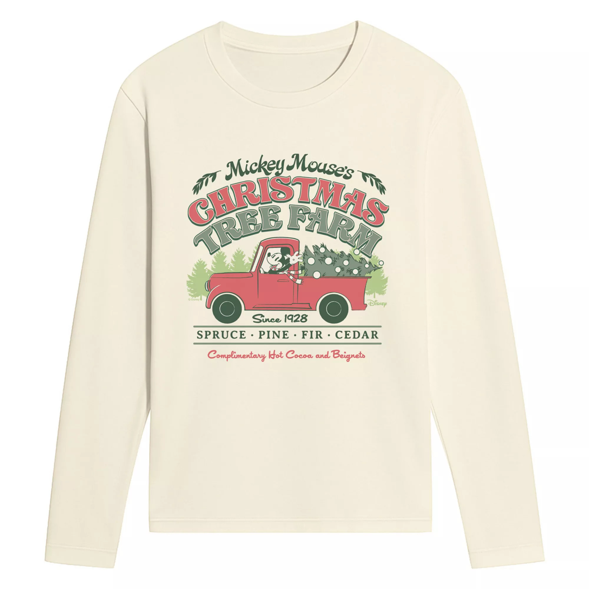 Men's Disney's Mickey Mouse Christmas Tree Farm Long Sleeve Graphic Tee, Size: XL, Natural | Kohl's
