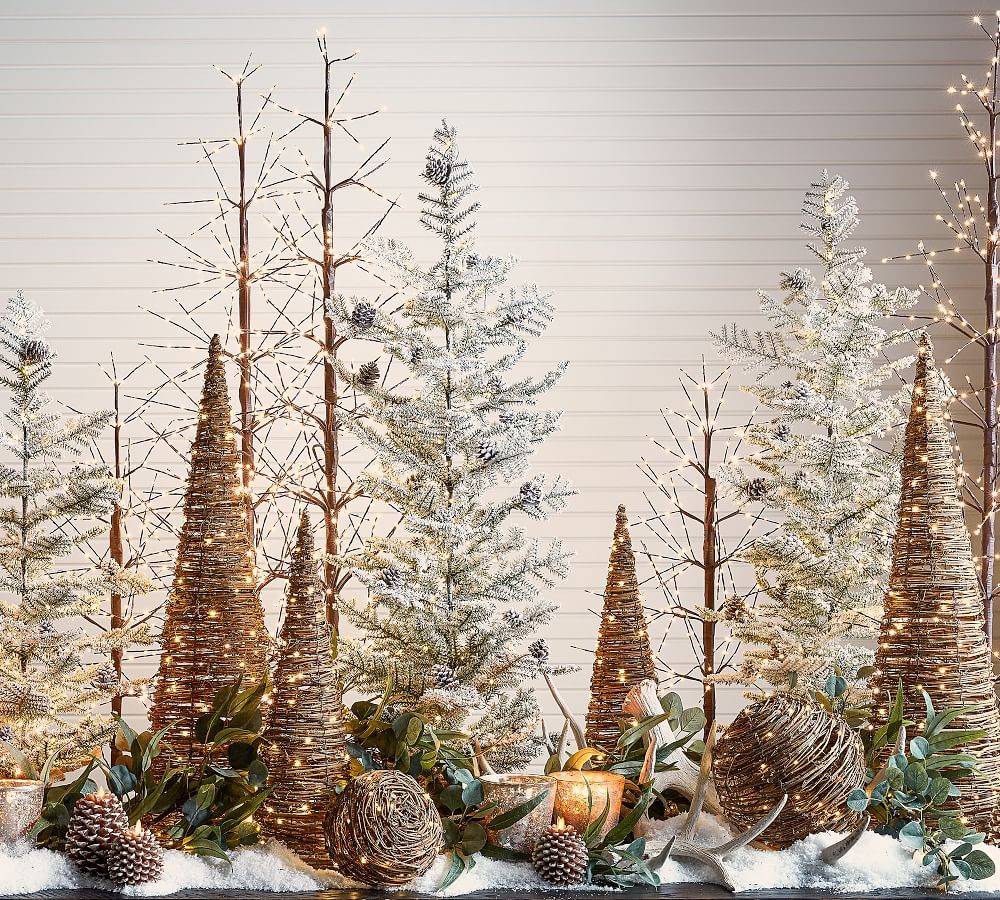 Pre-Lit Twinkling Twig Trees | Pottery Barn (US)
