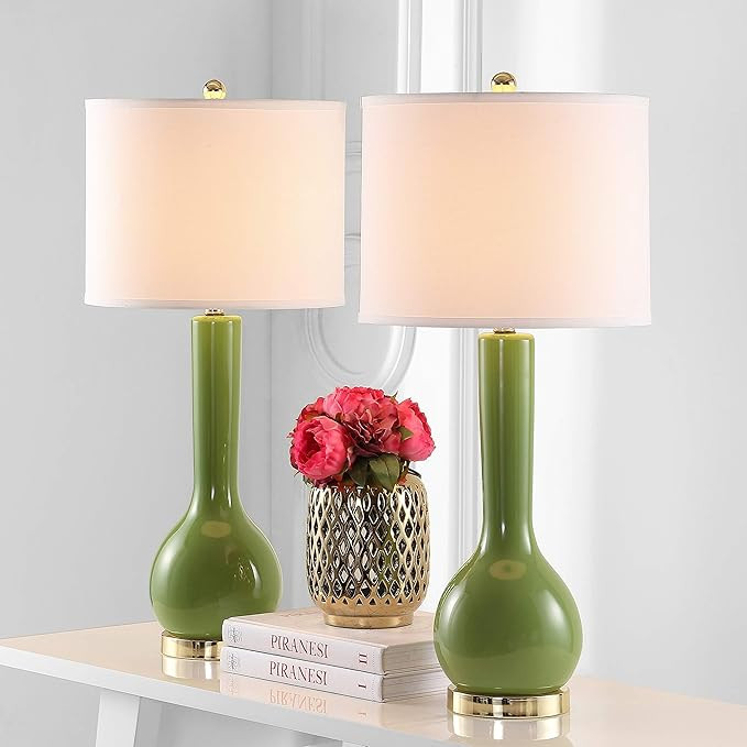 SAFAVIEH Lighting Collection Mae Long Neck Modern Contemporary Green Ceramic 31-inch Bedroom Livi... | Amazon (US)