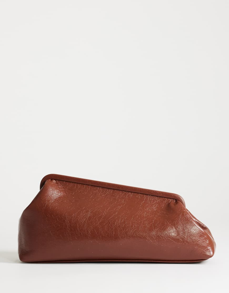 Topshop Anna angular clutch bag in tan-Brown | ASOS (Global)