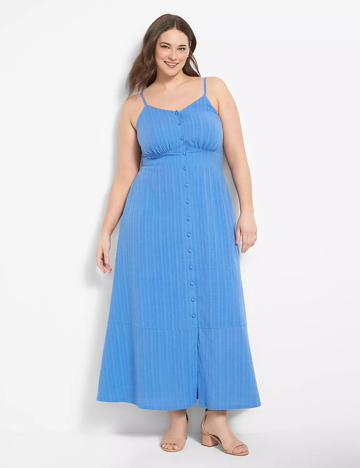 Sleeveless V-Neck Button-Front Maxi Dress | LaneBryant | Lane Bryant (US)