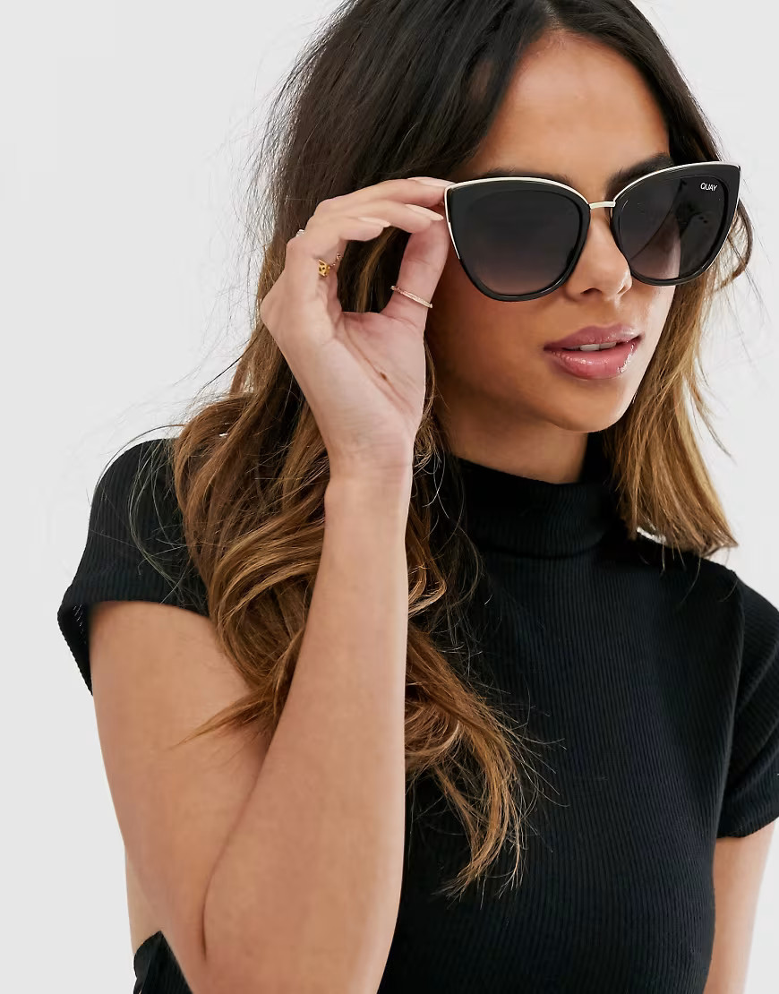 Quay Australia honey cat eye sunglasses in black | ASOS (Global)