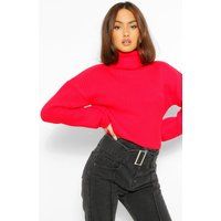 Womens Slouchy Chunky Knit Crop Jumper - Red - S, Red | Boohoo.com (UK & IE)