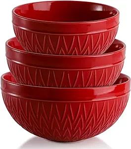 Amazon.com: AVLA Porcelain Mixing Bowls for Kitchen, 3/1.8/1.2 Qt Ceramic Large Serving Salad Sou... | Amazon (US)