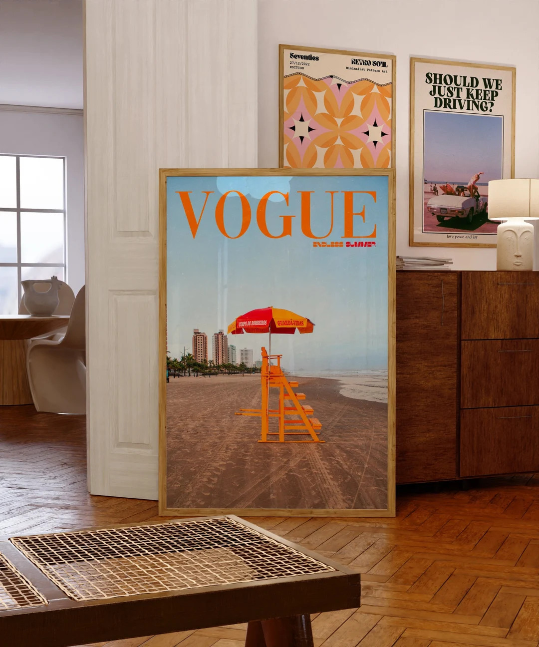 Vogue Magazine Poster 70s Print Orange Wall Art Beach - Etsy | Etsy (US)