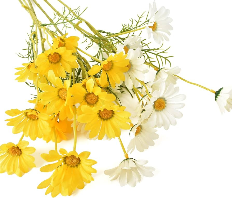HAIOPS Artificial Daisy Flowers 6 Bundles 21” Faux Silk Daisy Flowers with Stems for Home Garde... | Amazon (US)