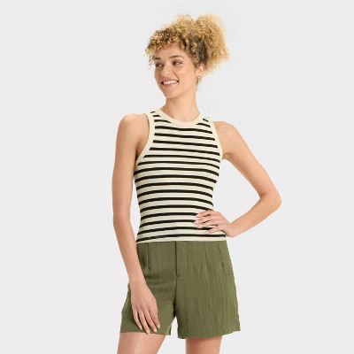 Women's Slim Fit Cropped Ribbed Tank Top - A New Day™ | Target