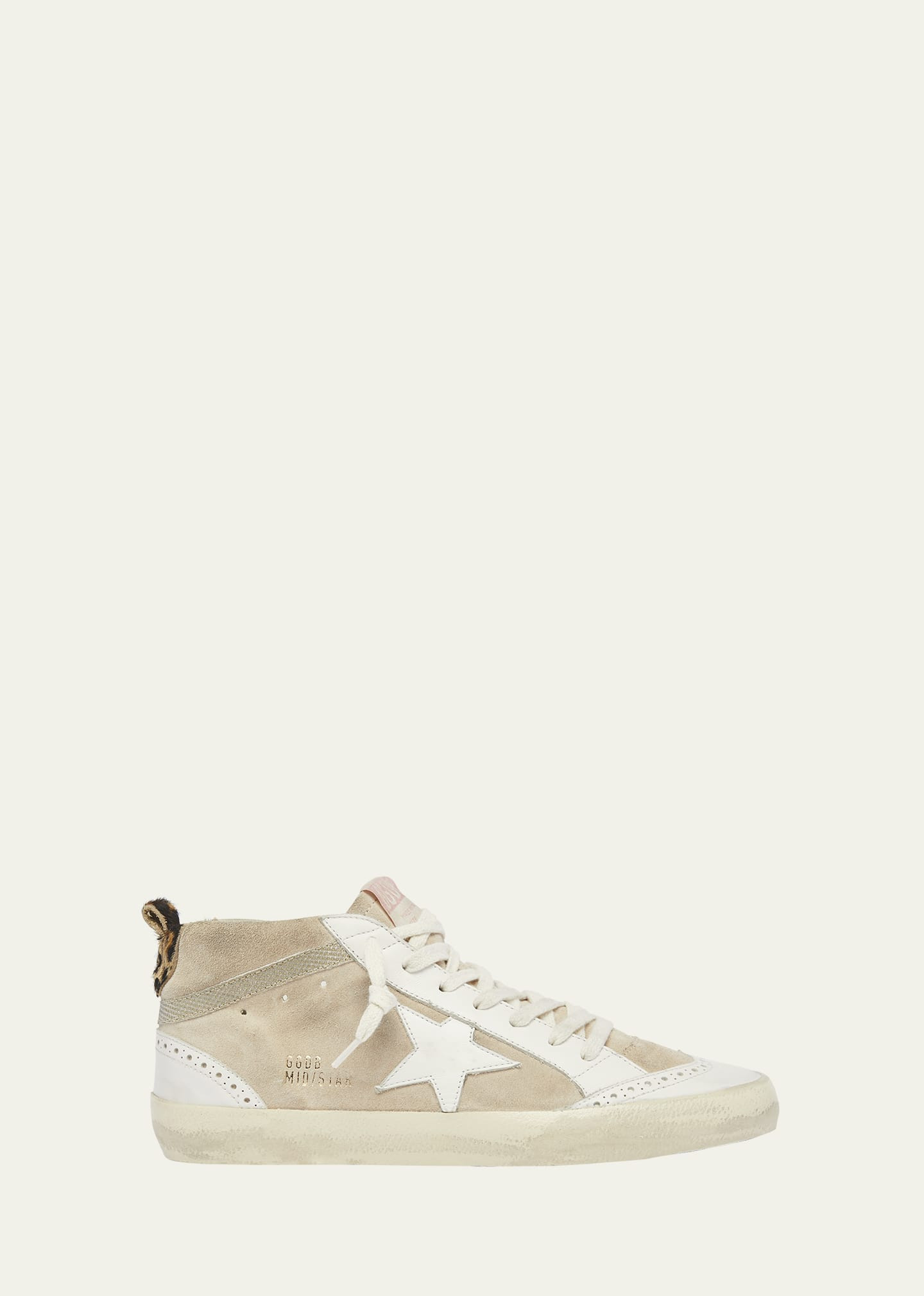 Golden Goose Mid Star Mixed Leather Wing-Tip Sneakers | Bergdorf Goodman