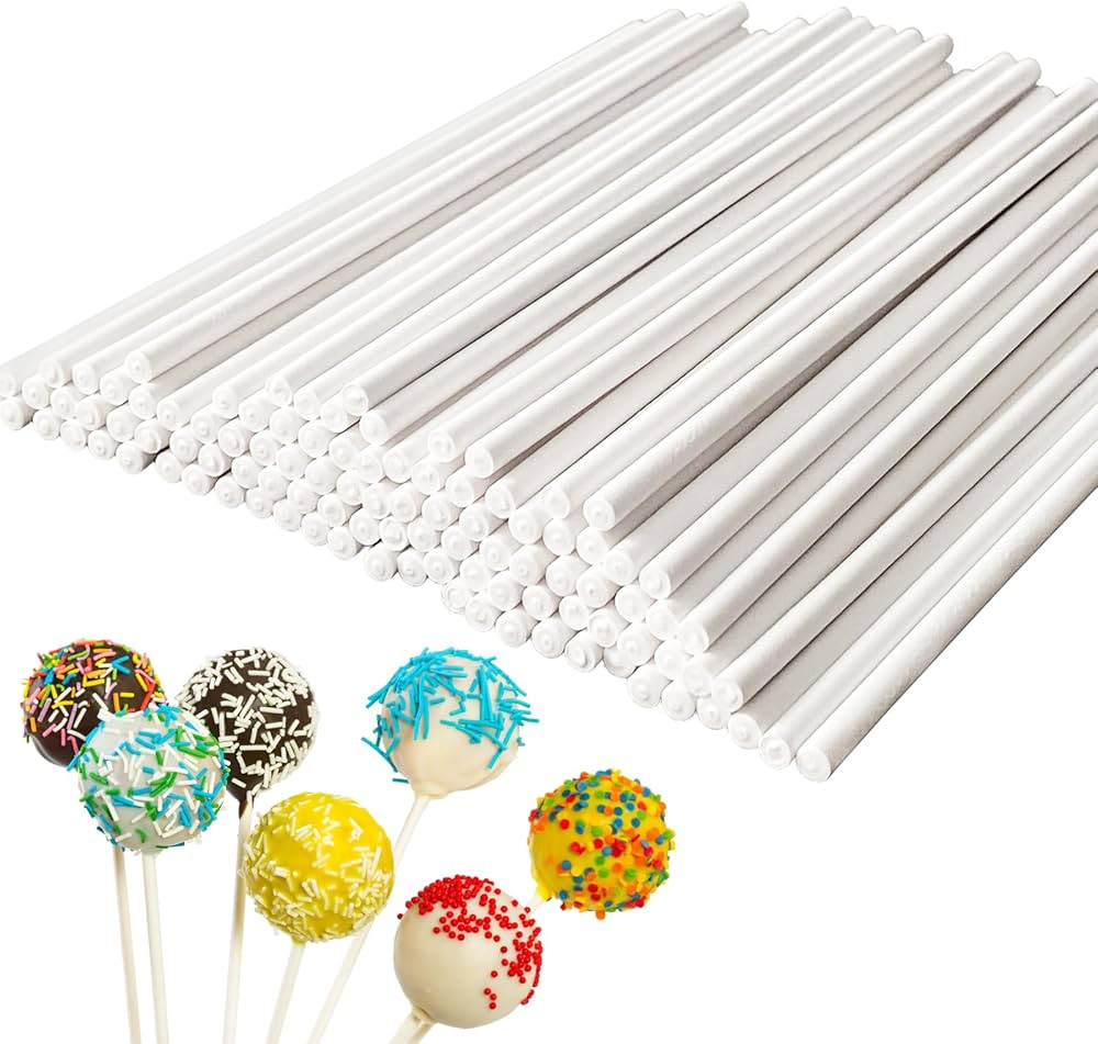 100 Pcs 6-Inch White Lollipop Sticks,Lollipop Paper Treat Stick,Paper Sucker Sticks for Cupcake T... | Amazon (US)