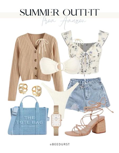 Spring outfit, summer outfit, Jean shorts, swim, white swimsuit, festival outfit, sandals, spring shoes, spring bag, summer bag, spring purse, beach outfit, vacation outfit, resort wear

#LTKStyleTip #LTKSwim #LTKSeasonal