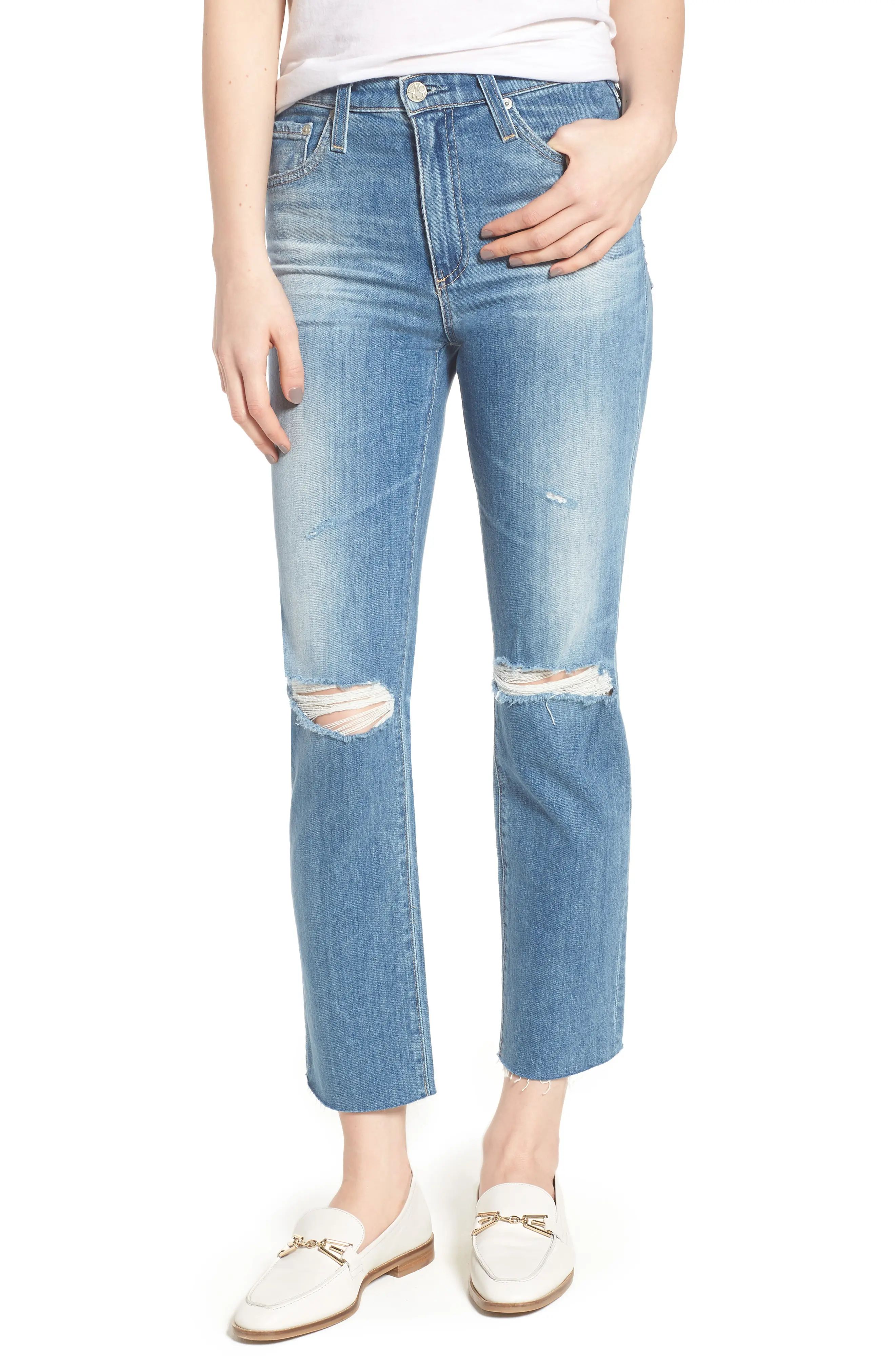 AG The Isabelle High Waist Crop Straight Leg Jeans (13 Years Saltwater) | Nordstrom