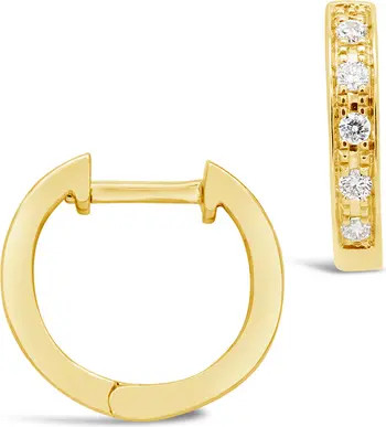 STERLING FOREVER FINE 14K Gold Textured Diamond Huggie Hoop Earrings - 0.03 ctw | Nordstromrack | Nordstrom Rack