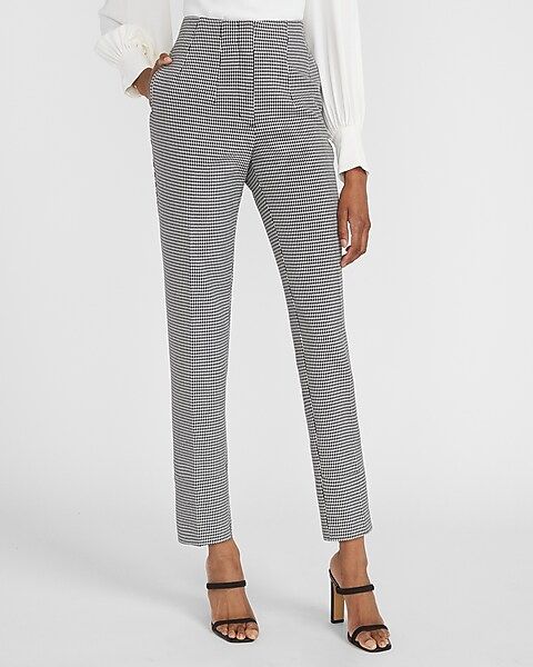 High Waisted Houndstooth Pull-On Ankle Pant | Express