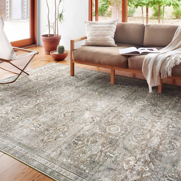 Alexander Home Isabelle Shabby Chic Vintage Botanical Distressed Printed Area Rug - 7'-6" x 9'-6"... | Bed Bath & Beyond