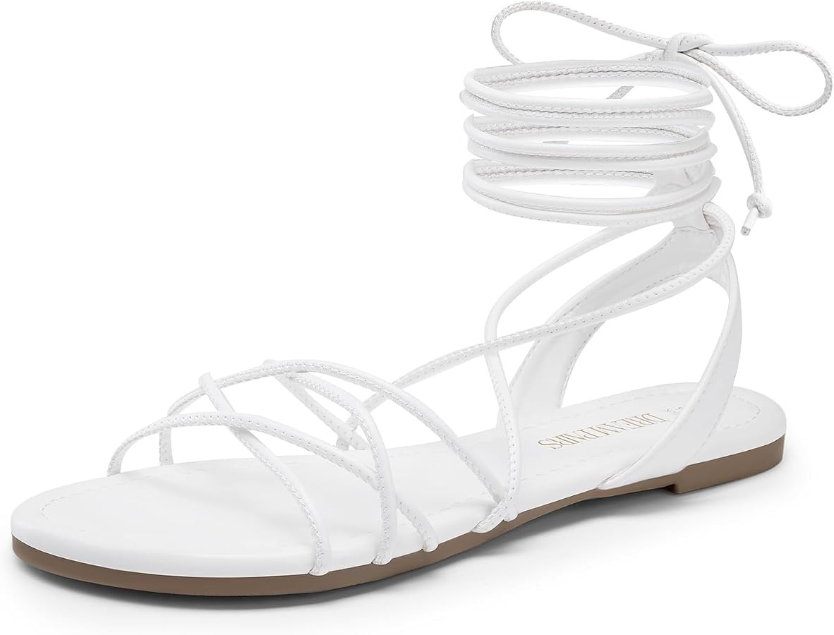 DREAM PAIRS Lace-up Gladiator Sandals Strappy Dressy Summer Flat Sandals for Women | Amazon (US)