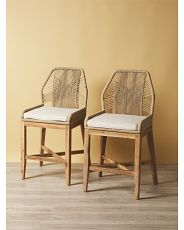 2pk 44in Rope Crossweave Counter Stools With Cushions | HomeGoods