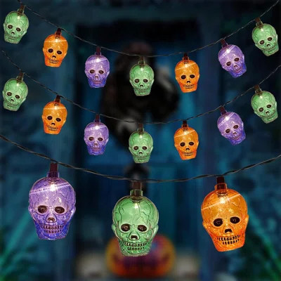 Halloween Skull String Lights Plug In, 8.5Ft 10 LED Ghost Head Lights Waterproof, Halloween Decoration Skeleton Lights For Outdoor Indoor Halloween Pa | Wayfair North America